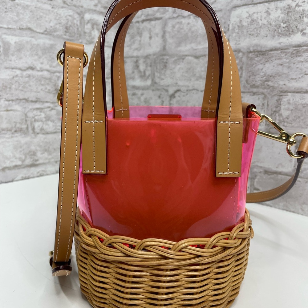 Frances Valentine Mini Basket Bucket Bag Translucent Pink Clear NWOT Rare HTF - Picture 3 of 8